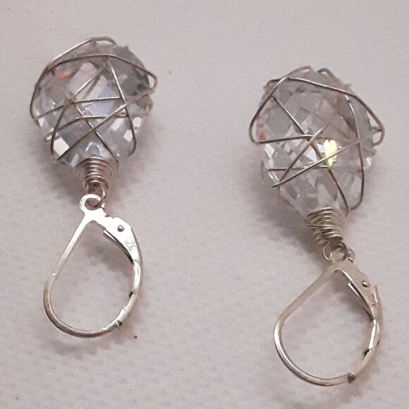 Crystal Wrapped sterling silver lever back Drop earrings designed by Nina Nyugen - Picture 9 of 10
